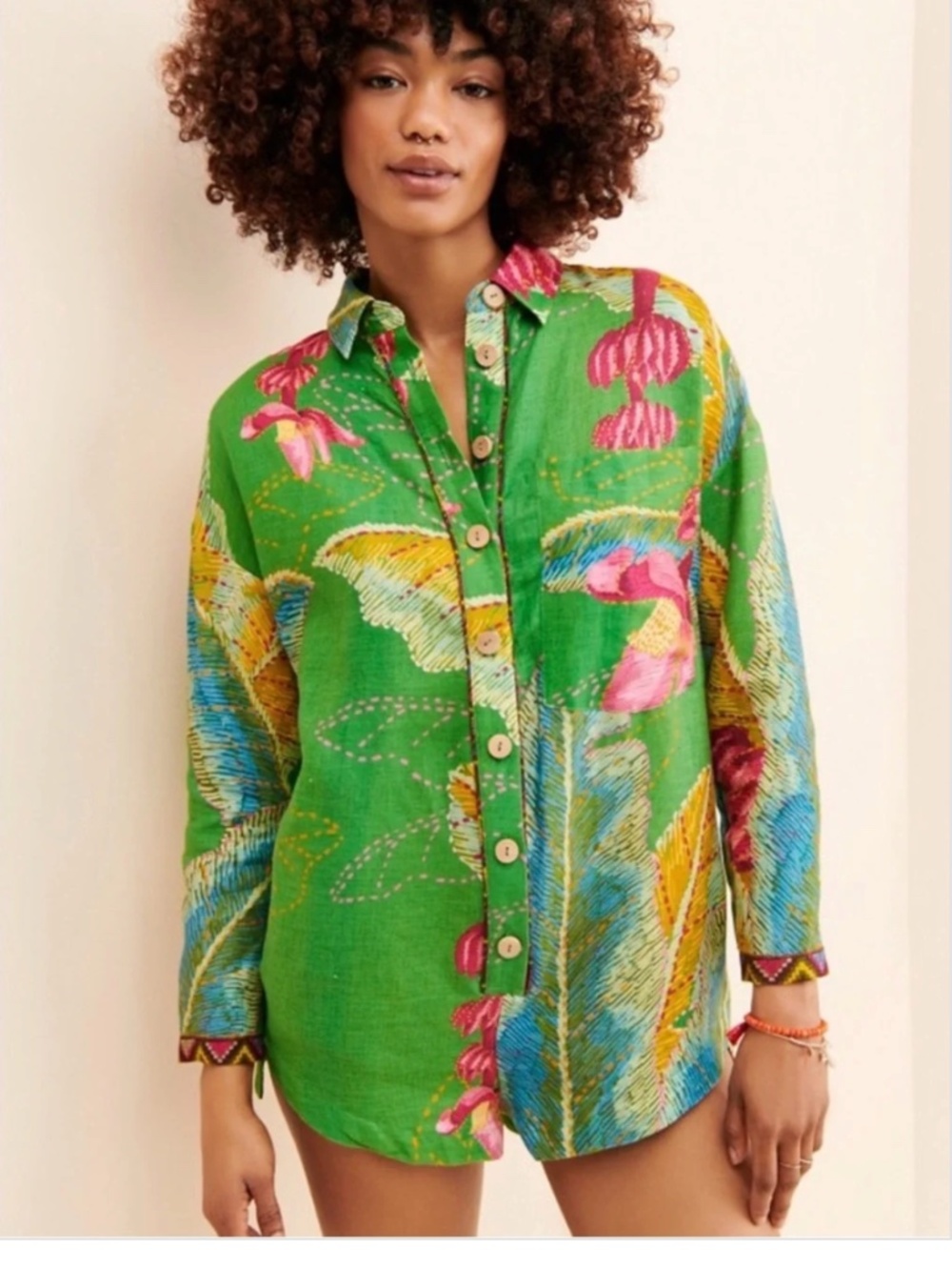 FARM Rio Romper - Linen Banana Leaves - NWT - Size Small